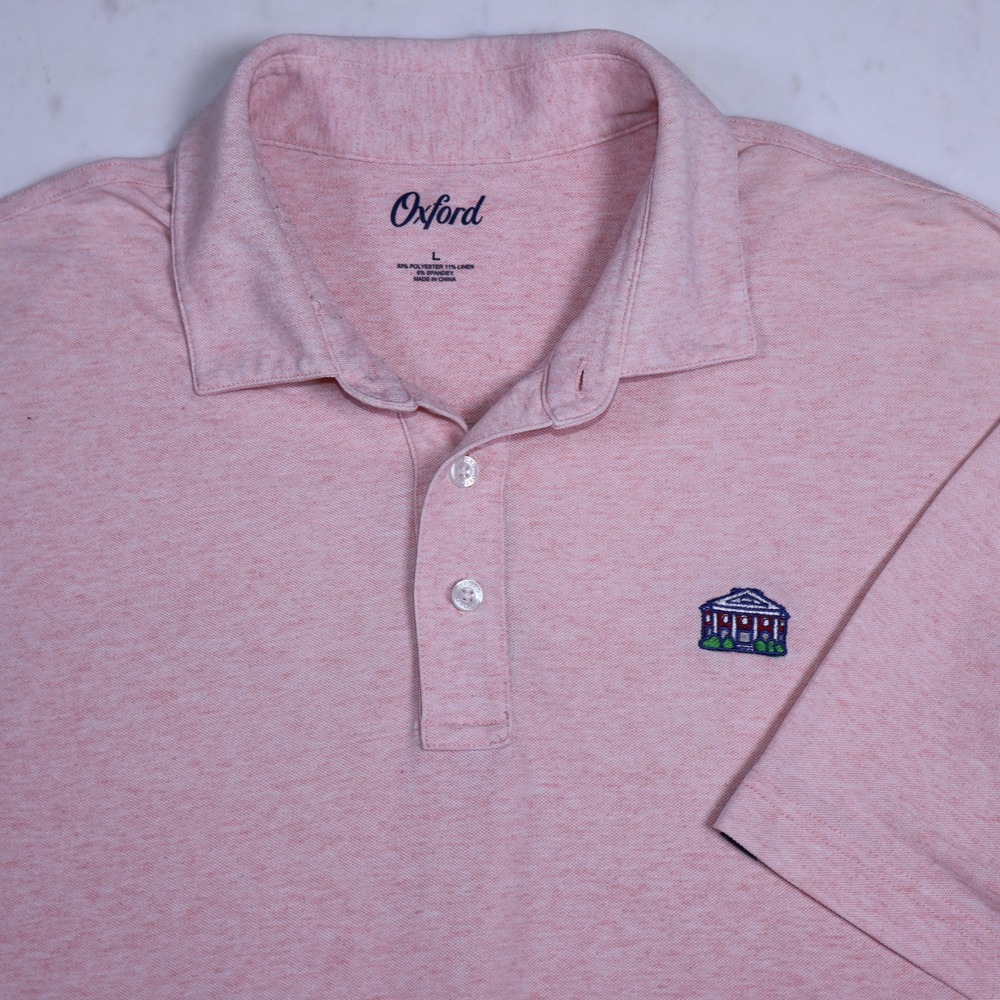 Oxford UVA Darden School of Business Polo Shirt Mens Large Pink Linen Blend